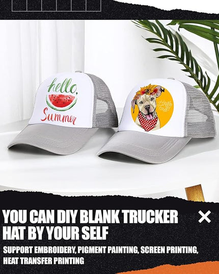 10 Pcs Sublimation Blank Trucker Hats Bulk Mesh Baseball Cap Polyester Mesh Trucker Hat for Men and Women