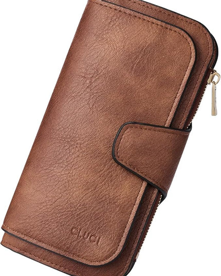 CLUCI Wallet For Women PU Leather RFID Blocking Womens Wallet Bifold Card Holder with ID Window Gifts for Women Birthday | RFID Blocking, Designer, Trifold, Card Holder, ID Window