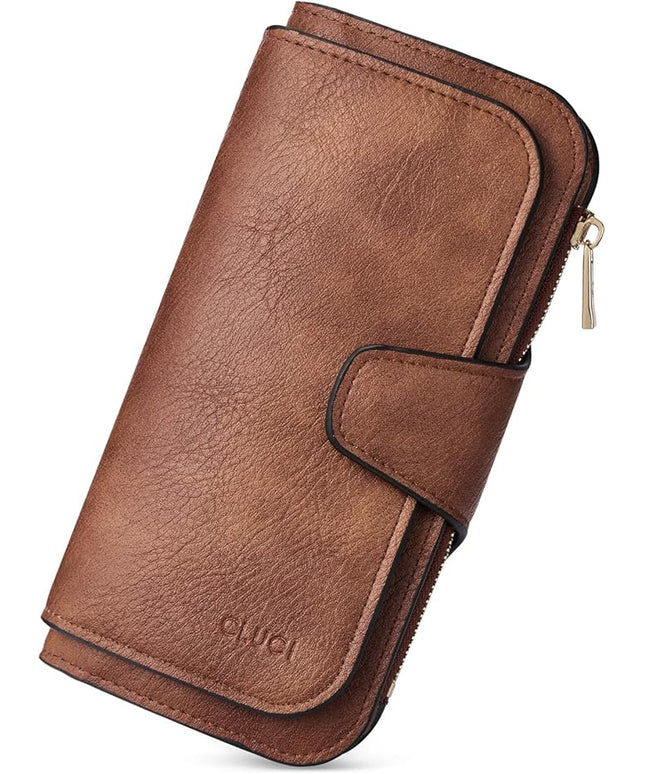 CLUCI Wallet For Women PU Leather RFID Blocking Womens Wallet Bifold Card Holder with ID Window Gifts for Women Birthday | RFID Blocking, Designer, Trifold, Card Holder, ID Window