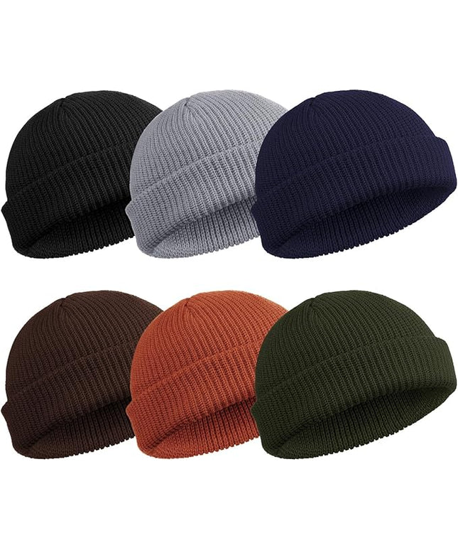 SATINIOR 6 Pieces Trawler Beanie Watch Hat Roll up Edge Skullcap Fisherman Beanie Unisex