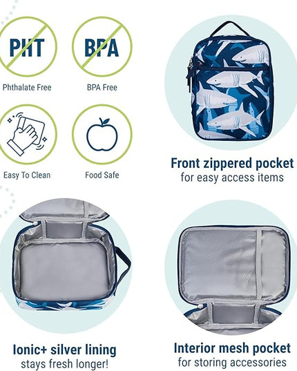 Wildkin ECO rPET Insulated Original Lunch Bag – Durable, Stylish, Ideal for School & Travel - Sharks