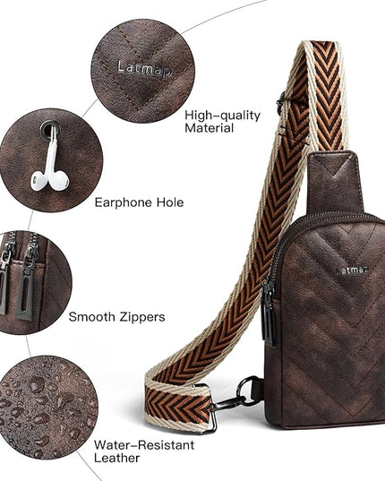 7L Sling Bag for Women Men Leather Small Sling Backpack Daypack Anti Theft Fanny Pack Crossbody Purse Travel