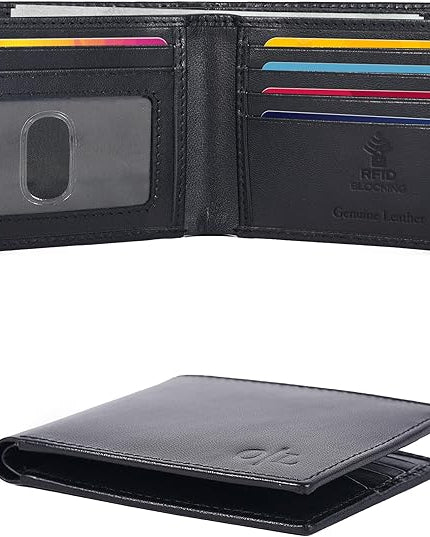 Oak Leathers Slim Leather Wallet for Men - RFID Wallets Credit Card Holder Ultra Thin Gift for Mens, Front Pocket Minimalist Design
