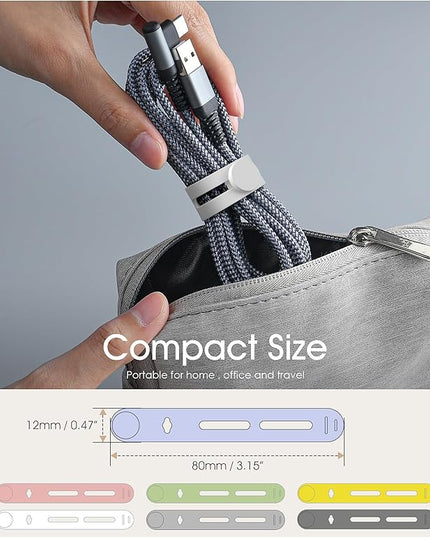 35Pcs Nearockle Reusable Cable Ties, Adjustable Silicone Cord Organizer Small Zip Ties for Charging Cords Earphone Computer Wire, Office Desk Cable Management Travel Accessories(Multi)
