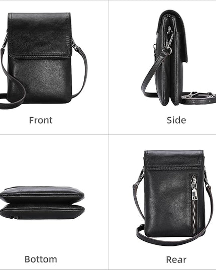 Iswee Leather Crossbody Bags for Women RFID Blocking Cell Phone Purse Small Anti-Theft Zippered with Card slots