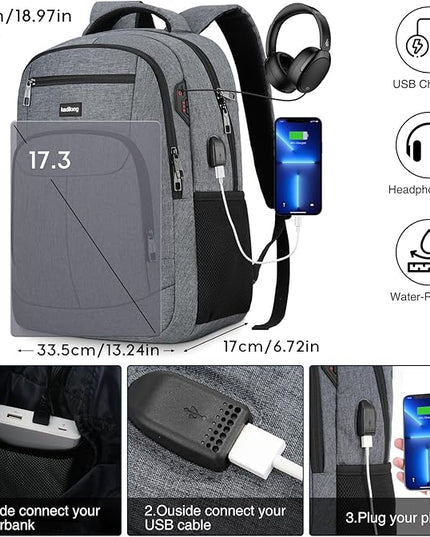 17.3 Inch School Backpacks for Men Teen Boys,Laptop Backpack College Bookbag Computer Bag for Work Business Middle High School with USB Port
