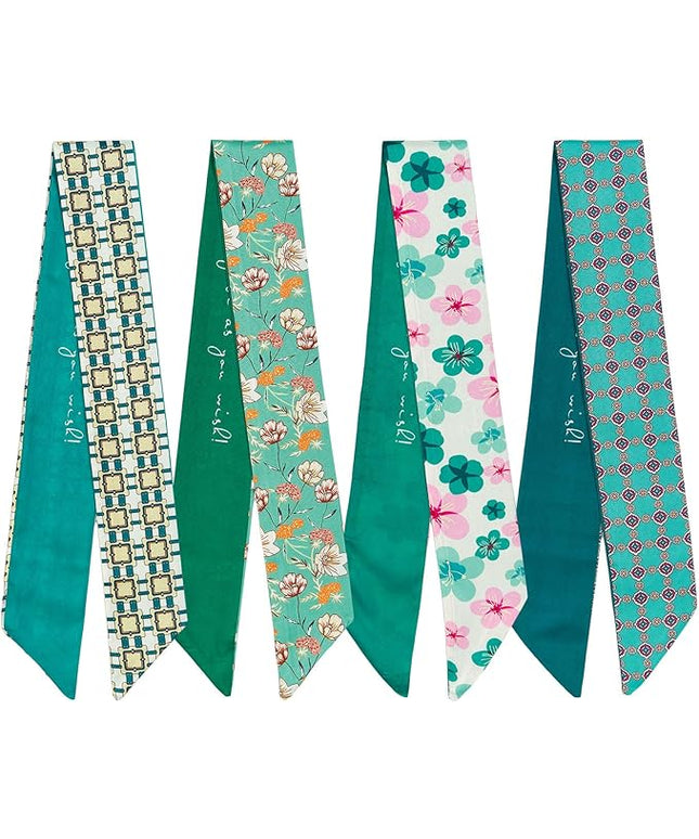 4 Pack Purse Scarf Handbags Skinny Twill Hair Scarves Narrow Neck Scarf Band Women Fashion Accessories Bag Charms