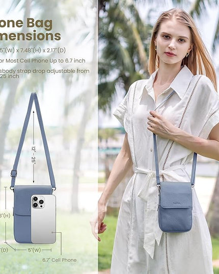 befen Genuine Leather Small Crossbody Bags for Women, Cell Phone Cross body Purse Bag with RFID Blocking Card Slots