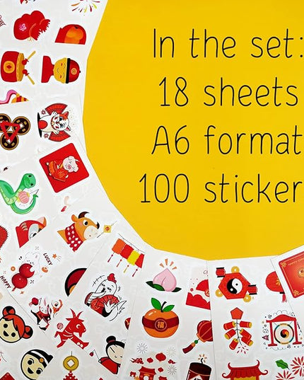 BulbaCraft 100Pcs Lunar New Year Stickers Laptop Decals, Gifts for Women & Men