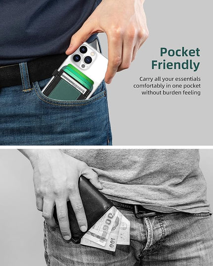 For Magsafe Wallet, Strongest Magnetic Wallet for iPhone 17/16/15/14/13/12 Series, for Magsafe Card Holder with 2 Card Slots, Magnetic Card Holder, RFID Blocking, Vegan Leather, Hold 7 Cards, Green