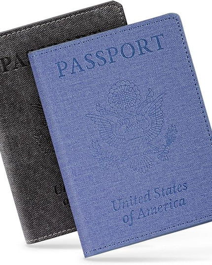 2 Pack Vaccine Card Holder,Passport And Vaccine Card Holder Combo-Purple&Black