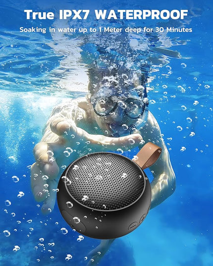 Bluetooth Speaker, IPX7 Waterproof Small Shower Speaker Wireless Bluetooth with Loud Sound, Support TF Care/Built-in Mic- for Carabiner, Beach, Camping, Hiking, Pool, Great Gift