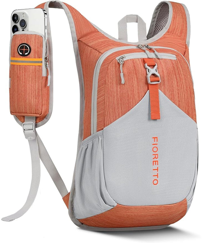 FIORETTO 15L Hiking Backpack for Women Men Mini Packable Backpack Lightweight Small Daypack for Camping Travel Outdoor, Orange