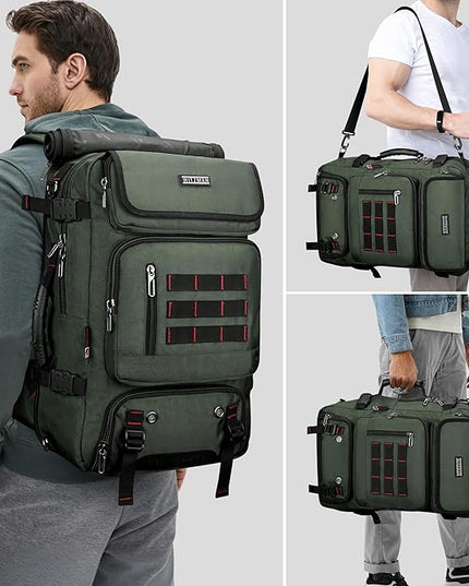 WITZMAN Carry on Travel Backpack for Men Women Airline Approved Convertible Nylon Duffle Backpack Luggage Bag (B682 Army Green)