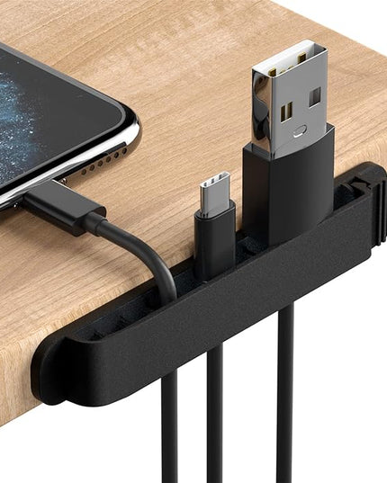 pzoz Cable Clips, 3 Pack Cord Organizer Charger Cable Management for Organizing Home Office Desk Phone Car Wire, Self Adhesive Cord Holders (Black)