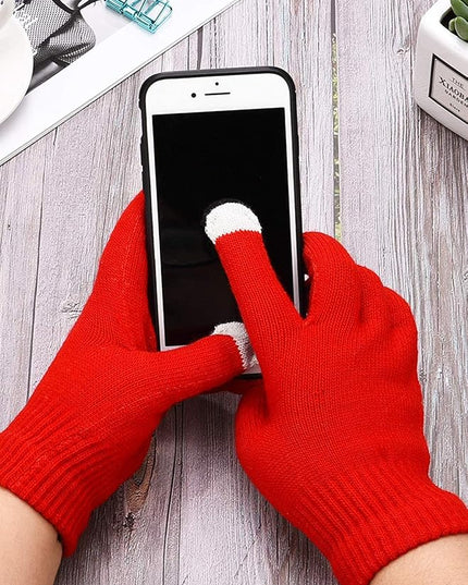 Pangda 12 Pairs Winter Touch Screen Gloves for Men Women Stretch Knitted Texting Gloves Warm Windproof Solid Color Mittens
