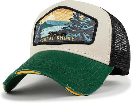 ililily Premium Howels Embroidery Vintage Baseball Cap Distressed Trucker Hat