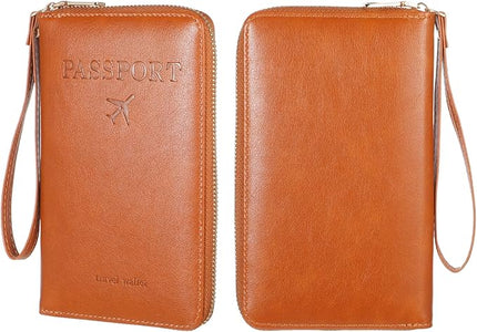 Multi-Function RFID Passport Wallet with Phone Pocket Travel Essentials Wallets Ultimate Passport Holder with Card Slots Wallet Cover Case for Women Men Holds Phones Passports Cash Boarding Passes