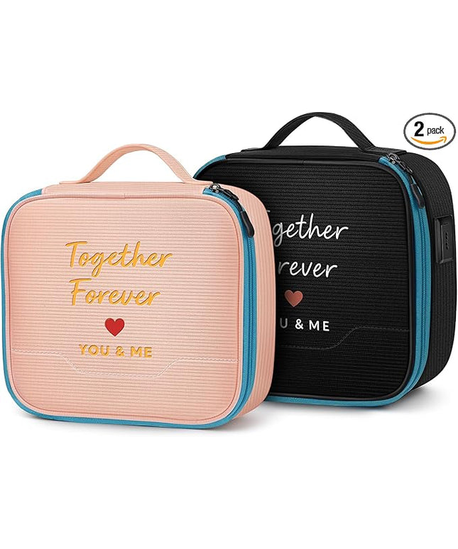 MATEIN Valentines Day Gifts for Couples, Mr and Mrs Gifts, Electronics Organizer Travel Case with USB Port, 2-Pack Couple Cord Organizer Bag 2-in-1 Cable Storage Bag for Tech Accessories and Makeup