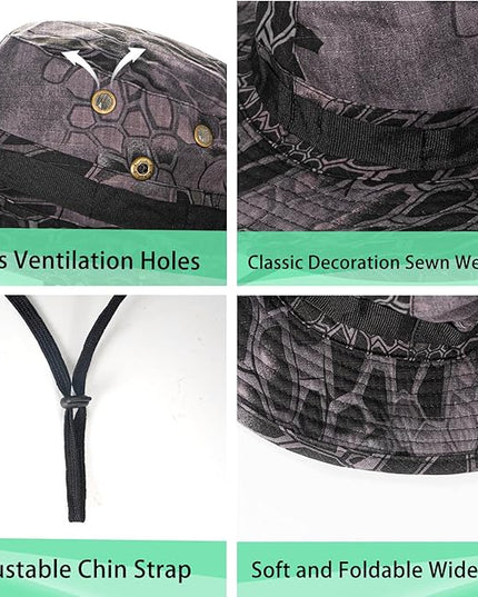 Sun Hats for Men Women Boonie Hat UPF 50+ Bucket Hat Wide Brim UV Protection Fishing Hiking Safari Outdoor Hats