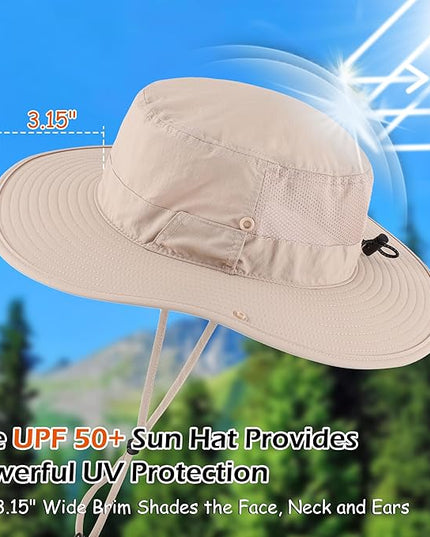 Connectyle Men's Sun Hat UPF 50+ Wide Brim Bucket Hats for Fishing Hiking Gardening Adjustable Boonie Hat Outdoor Safari Hats