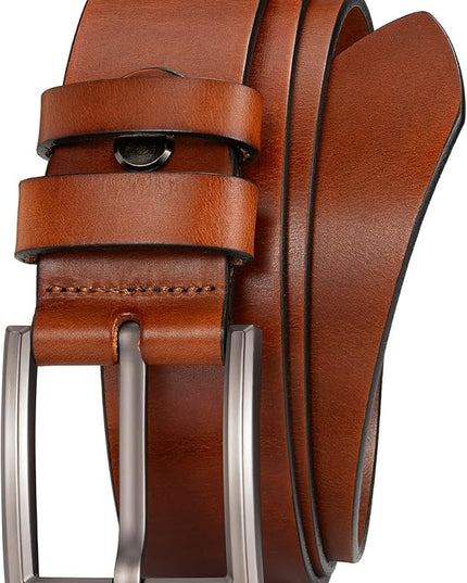 WOLFANT Men's 1.5" Full Grain Leather Belt,100% Italian Real Solid Leather