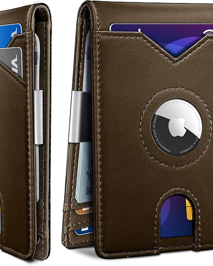 miyozi Airtag Wallet for Men,with Money Clip 11 Cards Slim Front Pocket Leather RFID Blocking Wallet with Gift Box