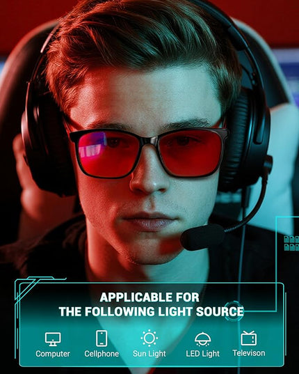 TIJN Blue Light Glasses for Men Women - Red Light Glasses for Computer Gaming - Dual AR Coating Lens - Screen Fatigue & UV Protection