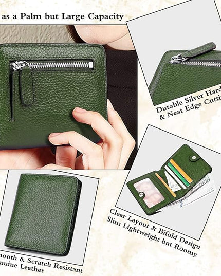 AINIMOER Small Leather Wallet for Women, Ladies Credit Card Holder RFID Blocking Women's Mini Bifold Pocket Purse