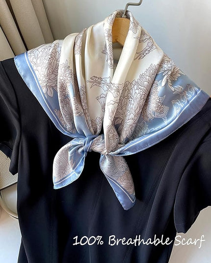 100% Mulberry Silk Scarf for Women Hair Lightweight Square Neckerchief Wrap For Head Scarves 21"