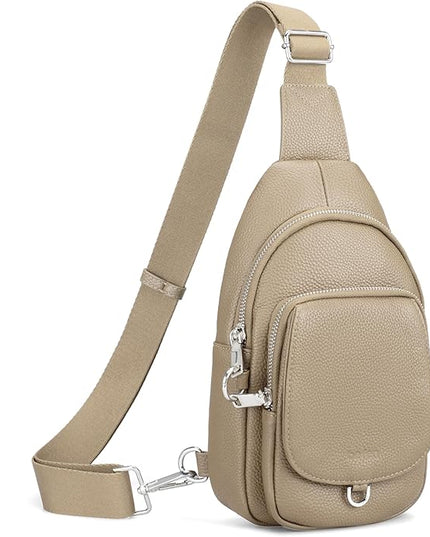 befen Anti Theft Genuine Leather Sling Bag for Women RFID Small Crossbody Bag Chest Bag Leather Fanny Packs for Travel