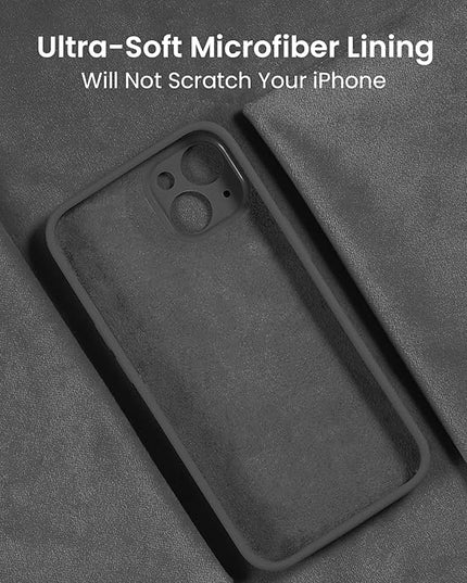 FireNova Designed for iPhone 15 Case, Silicone Upgraded [Camera Protection] Phone Case with [2 Screen Protectors], Soft Anti-Scratch Microfiber Lining Inside, 6.1 inch, Space Gray