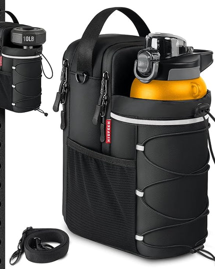 Magnetic Gym Bag, Upgraded Super Strong Magnetic Gym Water Bottle Bag with Phone Pocket & Shoulder Strap｜ Sports Water Bottle Holder, small Fitness Pouch, Crossbody Bag for Men & Women, Gym Accessory