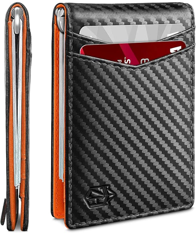 Zitahli Wallet for Men-6 Slots ID Window-Mens Wallets-Slim Wallet Classic Spring Money Clip RFID Blocking-Gift for Men