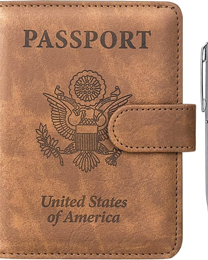 TIGARI Passport Holder for Travel Women Men, PU Leather Waterproof RFID Wallet Cover Case Sleeve, Valentines Day Gifts, Vacation Plane Cruise Travel Document Organizer Essentials