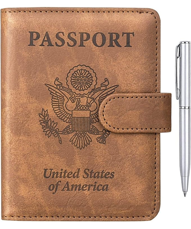 TIGARI Passport Holder for Travel Women Men, PU Leather Waterproof RFID Wallet Cover Case Sleeve, Valentines Day Gifts, Vacation Plane Cruise Travel Document Organizer Essentials