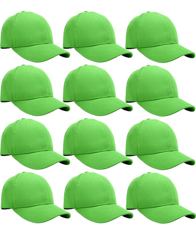 Falari Wholesale Bulk Lot 12-Pack Baseball Cap Adjustable Size Plain Blank Solid Color