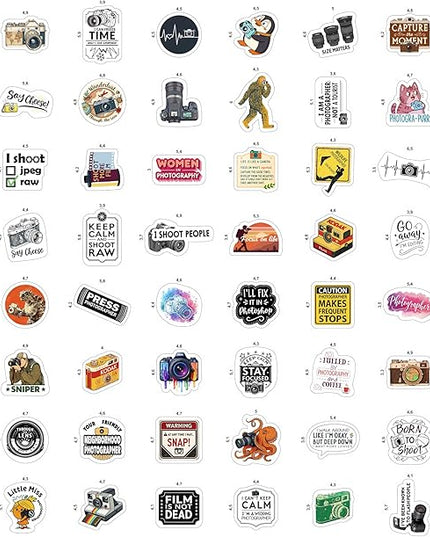100Pcs Photography Stickers for Water Bottle and Laptop - Photography Party Supplies - Gifts for Photographer - Photo and Camera Stickers - Gift for Women & Men