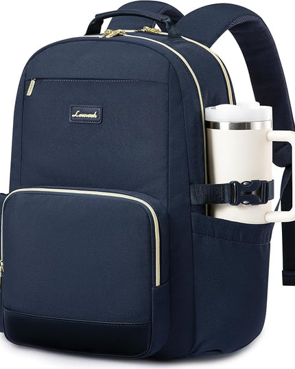 LOVEVOOK Laptop Backpack for Women with Pouch Pocket for Large Capacity Cup,18 Inch Laptop Computer Bag Travel Backpack Purse,Waterproof Work Business Backpack College Teacher Bags,Dark Blue
