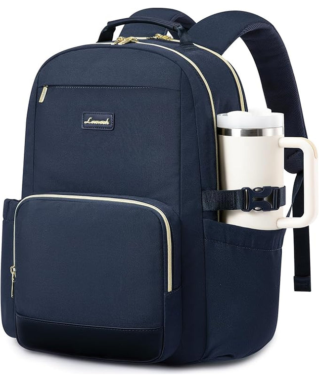 LOVEVOOK Laptop Backpack for Women with Pouch Pocket for Large Capacity Cup,18 Inch Laptop Computer Bag Travel Backpack Purse,Waterproof Work Business Backpack College Teacher Bags,Dark Blue