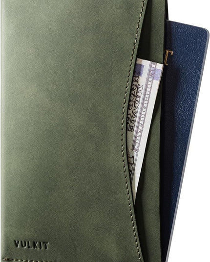 VULKIT Passport Cover Ultra Slim Design Leather Passport Sleeve RFID Blocking with 2 Card Slots, Anti-Theft Travel Essentials