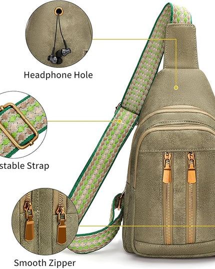 FALAN MULE Crossbody Bags for Women Trendy Leather Sling Chest Bag Fanny Packs for Women