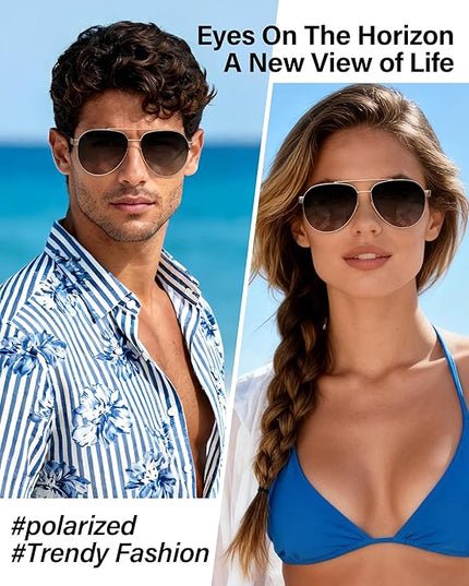 Joopin Polarized Metal Aviation Sunglasses Men, Classic Military Sun Glasses Women, Rectangle Shades UV400 Protection Costume