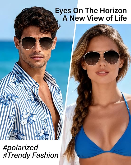 Joopin Polarized Metal Aviation Sunglasses Men, Classic Military Sun Glasses Women, Rectangle Shades UV400 Protection Costume
