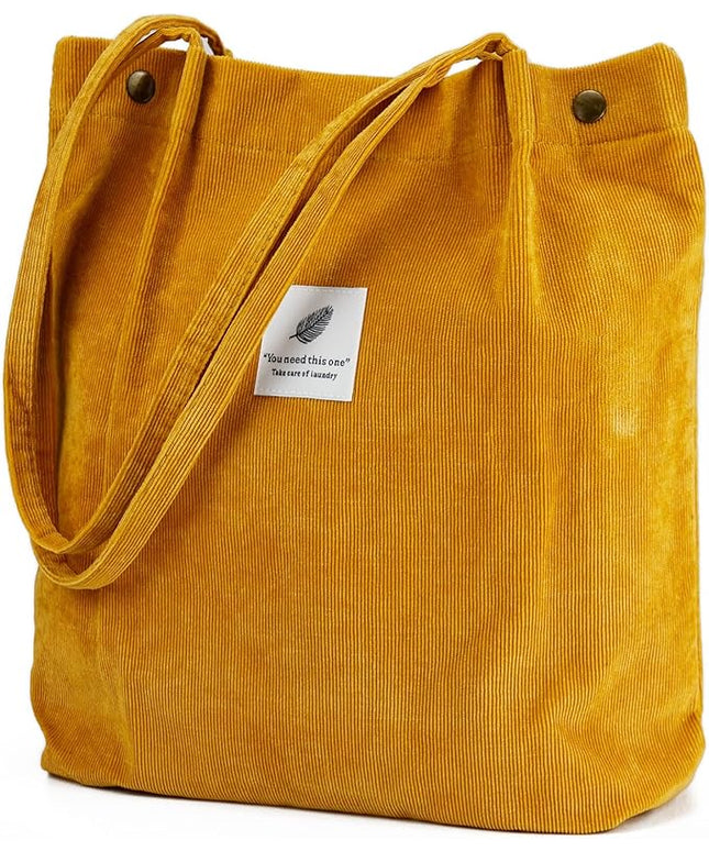 Corduroy Tote Bag Cute Tote Bags for Women Shoulder Bag with Inner Pocket for Work Beach Travel and Shopping Grocery