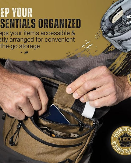 HighSpeedDaddy Carry Fanny Pack - 500D Water-Resistant Nylon, Quick Access CCW Pocket, YKK AquaGuard Zippers, EDC Bag with Adjustable Waist (upto 49"), Everyday Carry for Men & Women - Brown