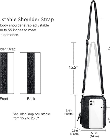 befen Genuine Leather Crossbody Cell Phone Purse for Women, Small Zip Around RFID Blocking Crossbody Wallet Bags