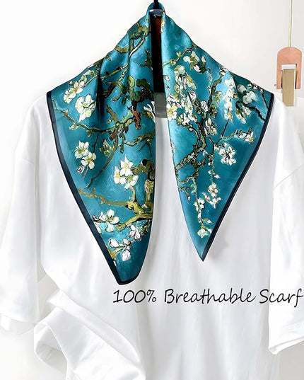 100% Mulberry Silk Scarf for Women Hair Lightweight Square Neckerchief Wrap For Head Scarves 21"