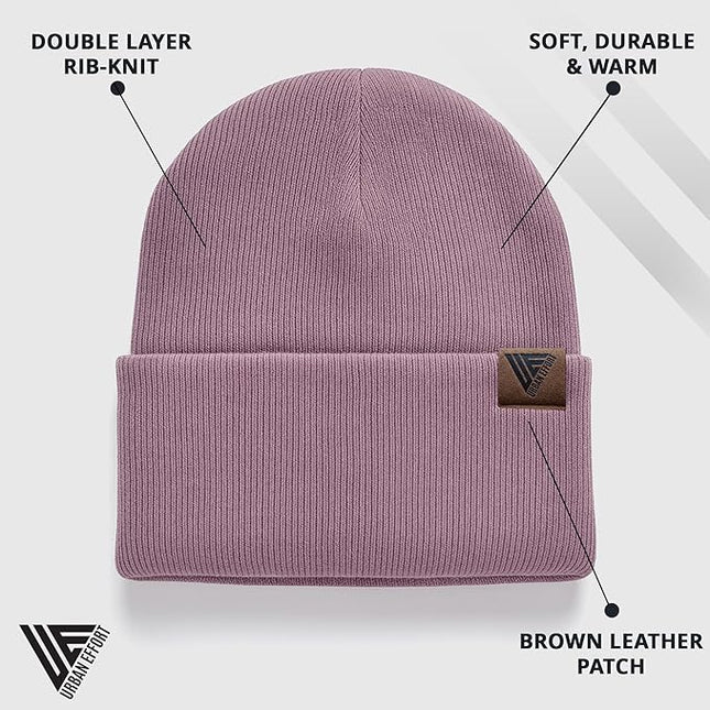Urban Effort Beanie for Men Women – Warm Acrylic Unisex Knit Winter Hats for Men, Soft Stretch Fit, Classic Streetwear Style