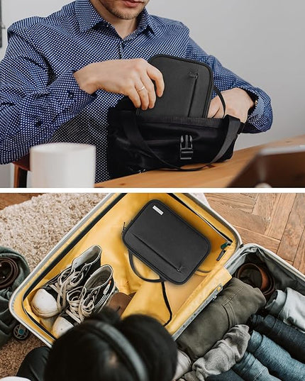 Lacdo Cord Organizer Travel, Cable Organizer Bag Case, Portable Electronics Organizer Travel Case, 6 Layer Large Capacity Charging Cords Storage organizer for Cables, SD Card, Travel Essentials, Black